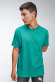 Camiseta básica para hombre manga corta, unicolor, con doble doblez en mangas y abertura lateral dispareja.