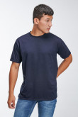Camiseta básica para hombre manga corta, unicolor, con doble doblez en mangas y abertura lateral dispareja.