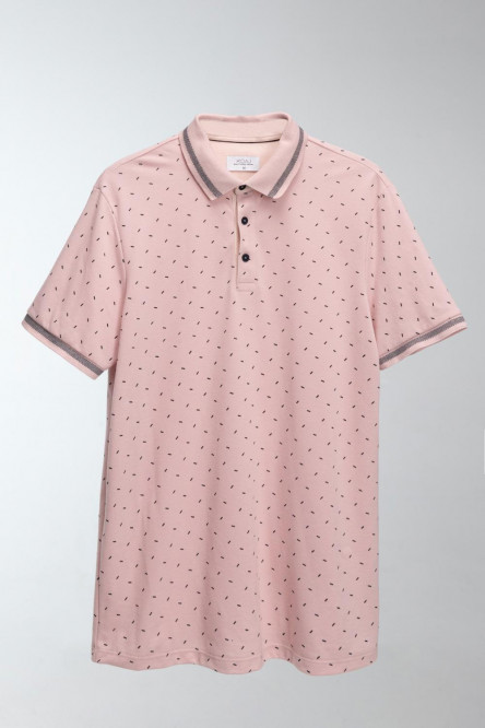 Camiseta Polo estampada con cuello y puños tejidos.