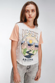Camiseta con contraste manga corta estampada, Arizona.