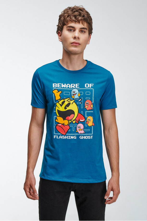 Camiseta de Pac-Man azul manga corta