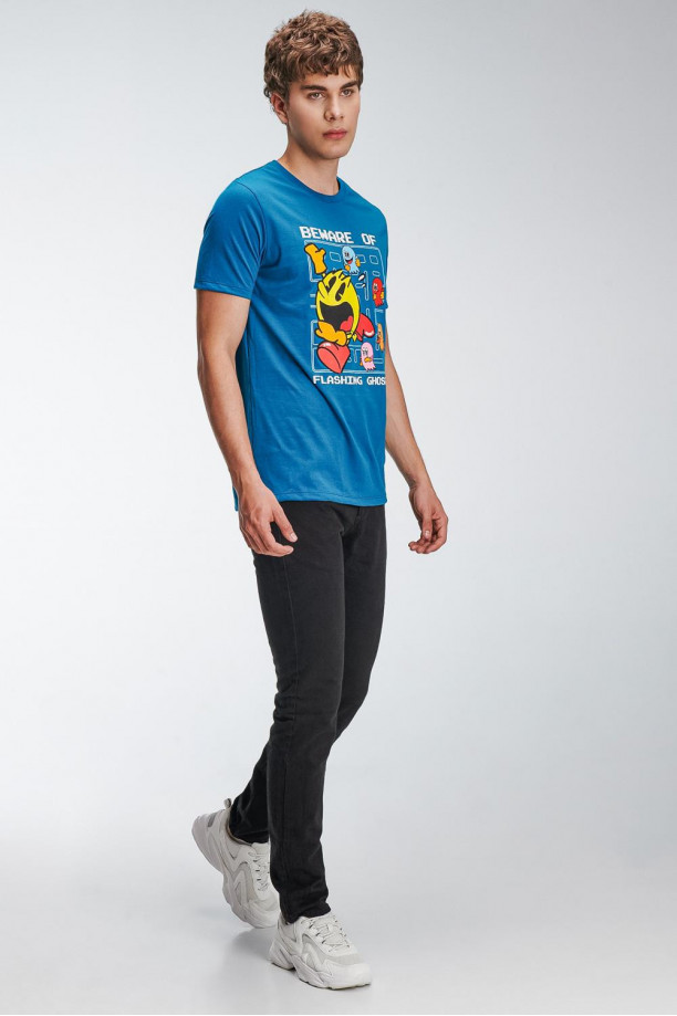 Camiseta de Pac-Man azul manga corta