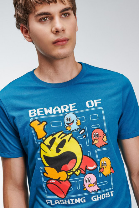 Camiseta de Pac-Man azul manga corta
