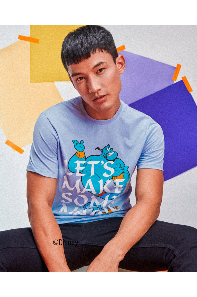 Camiseta del Genio de Aladdín azul clara manga corta