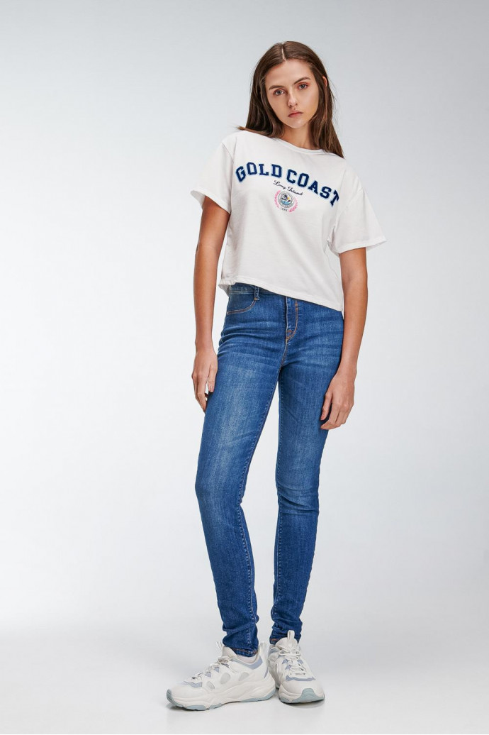 Jean Jegging tiro alto.