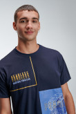 Camiseta cuello redondo, manga corta con estampado en frente