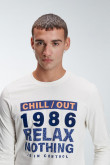 Camiseta estampada, cuello redondo, manga larga con estampado frente