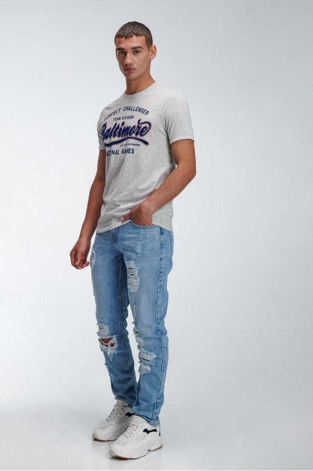Camiseta básica manga corta estampada.