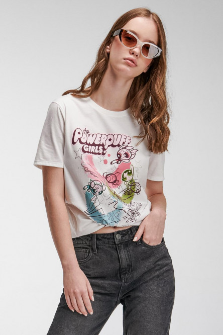 Camiseta manga corta, estampado de Chicas Superpoderosas.