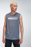 Camiseta fit, sin mangas, cuello redondo y estampado en frente