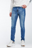 Jean Skinny Fit tiro bajo azul oscuro con rotos