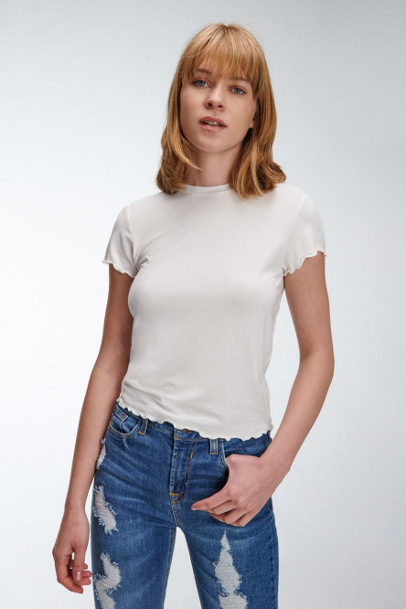 Camiseta, manga  corta, cuello redondo, unicolor.