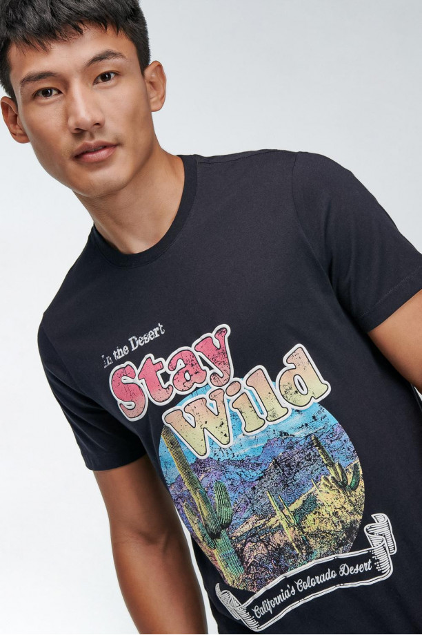 Camiseta básica manga corta estampada.