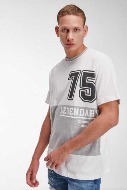 Camiseta para hombre, manga corta con estampado en frente