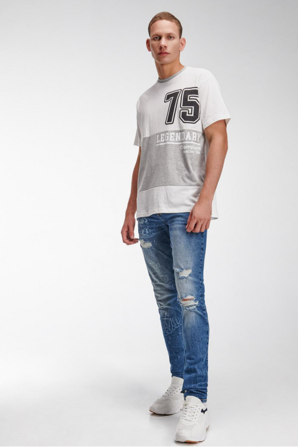 Camiseta para hombre, manga corta con estampado en frente