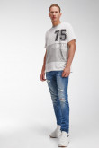 Camiseta para hombre, manga corta con estampado en frente