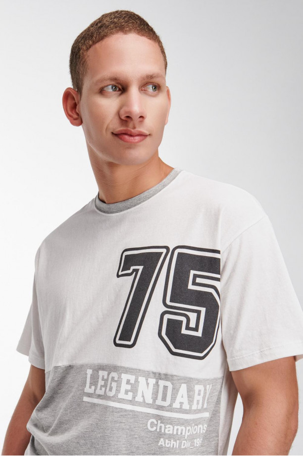 Camiseta para hombre, manga corta con estampado en frente