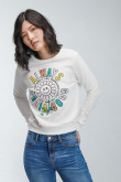 Buzo cuello redondo estampado mensaje positivo.