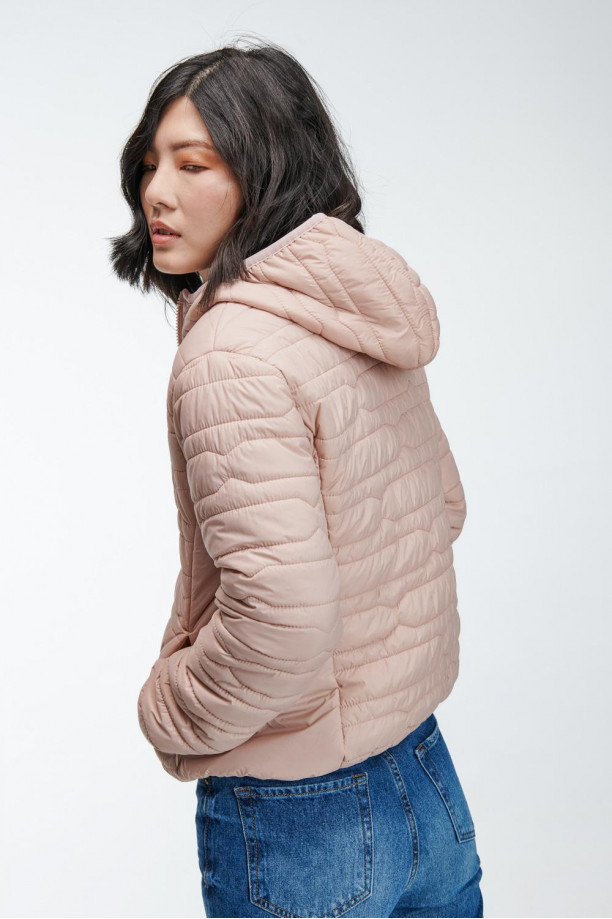 Chaqueta acolchada de capota unicolor