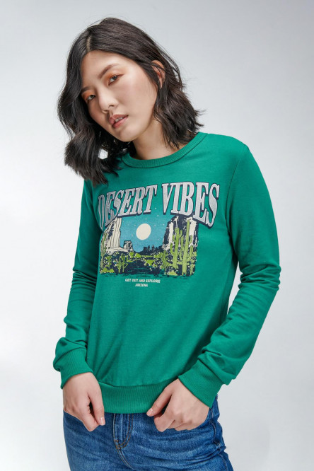 Buzo cuello redondo estampado.