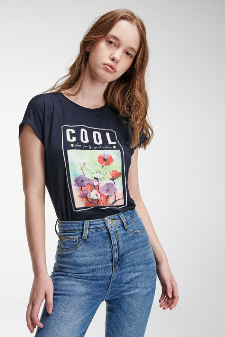 Camiseta sin mangas, estampada en frente