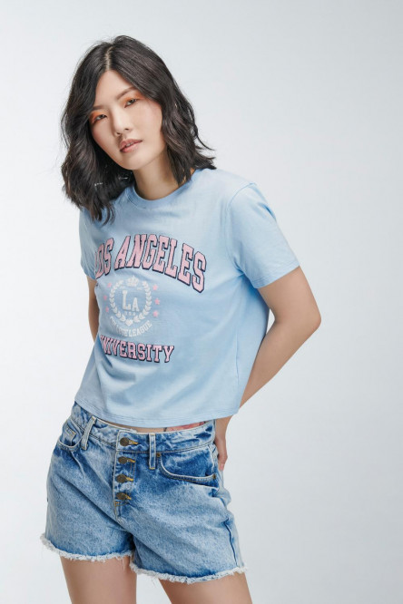 Camiseta básica manga corta estampada.