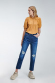 Blusa para mujer cuello alto con elástico y puño ancho con elástico