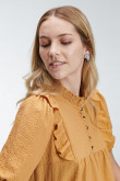 Blusa para mujer cuello alto con elástico y puño ancho con elástico