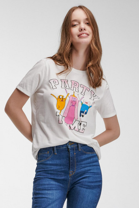 Camiseta con estampado en frente, de Hora de Aventura.