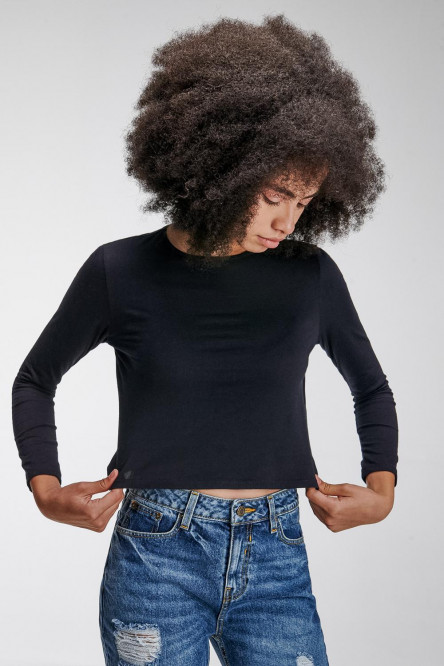 Camiseta unicolor manga larga.