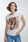 Camiseta sin mangas, estampada en frente