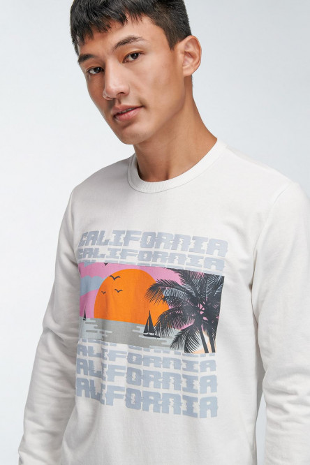Buzo cuello redondo estampado.