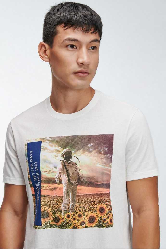 Camiseta básica manga corta estampada.