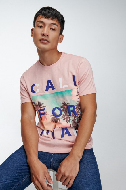 Camiseta básica manga corta estampada.
