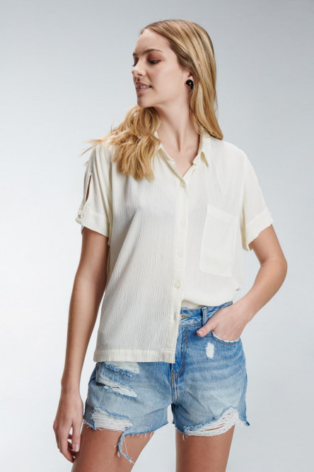 Short denim tiro alto