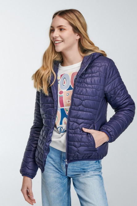 Chaqueta acolchada de capota unicolor