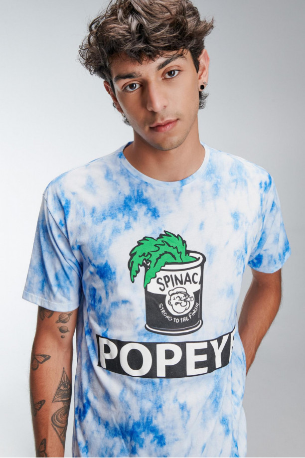 Camiseta tie dye manga corta estampado de Popeye