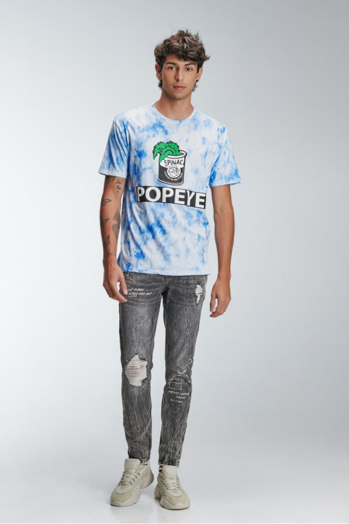 Camiseta tie dye manga corta estampado de Popeye