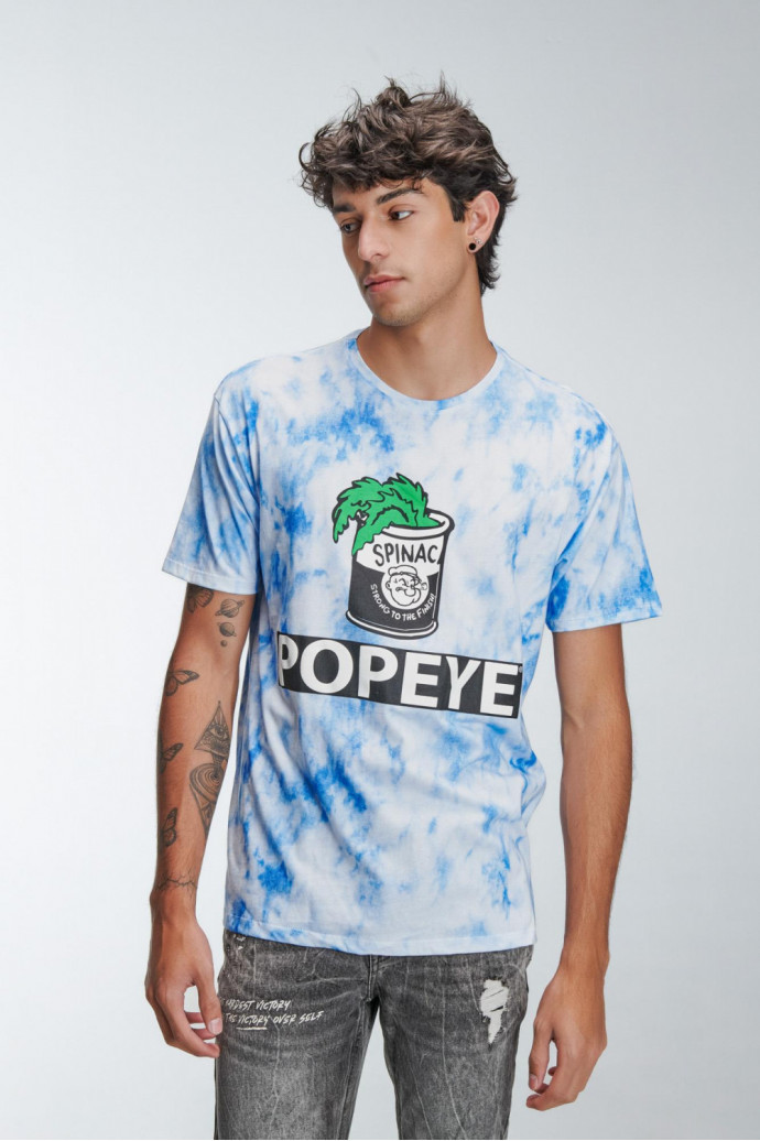 Camiseta tie dye manga corta estampado de Popeye