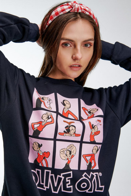 Buzo cuello redondo con estampado de Popeye