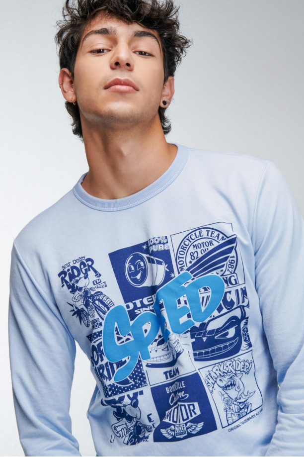 Buzo cuello redondo estampado