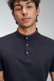 Camiseta Polo unicolor con cuello y cuello neru