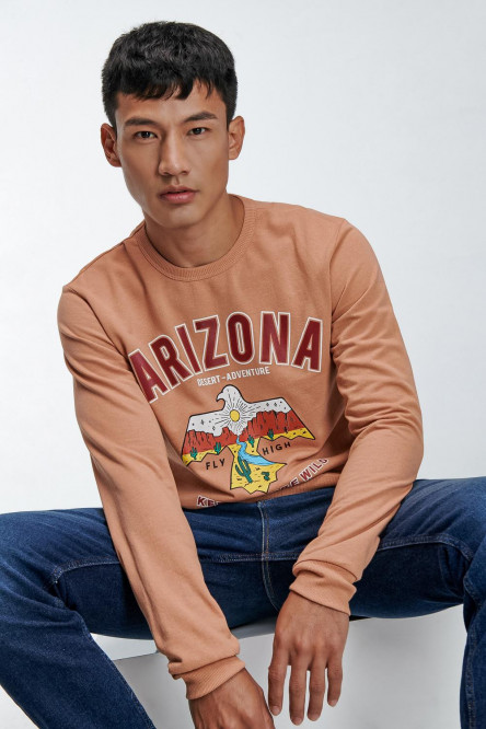 Buzo cuello redondo estampado.