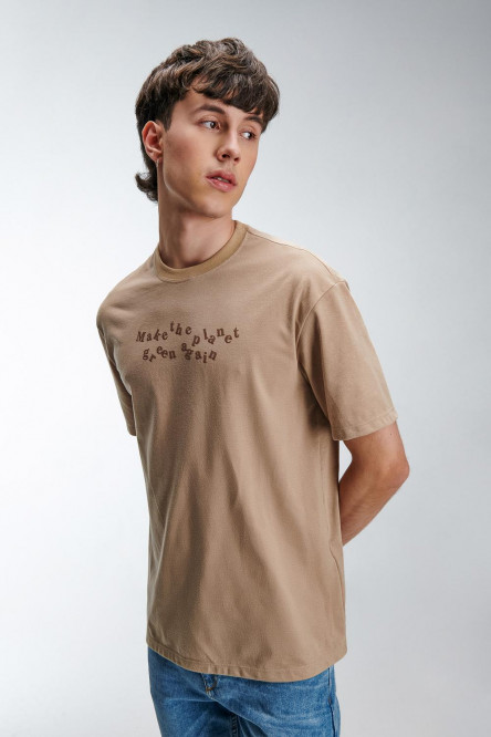Camiseta para hombre manga corta, con estampado básico sobre el frente
