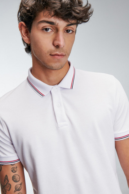 Camiseta Polo unicolor con cuello y puños tejido