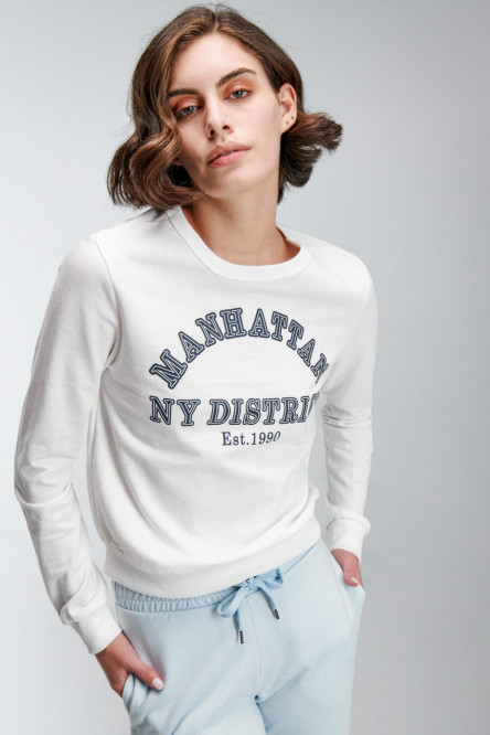 Buzo cuello redondo estampado.