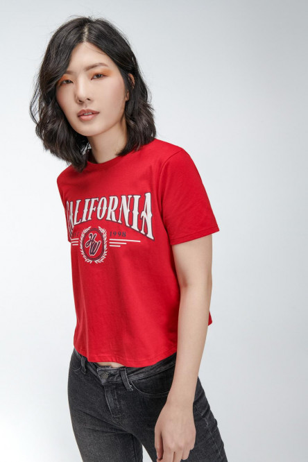 Camiseta básica manga corta estampada.