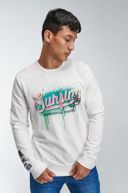 Buzo cuello redondo estampado.