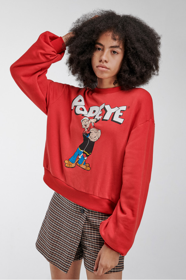 Buzo cuello redondo con estampado de Popeye