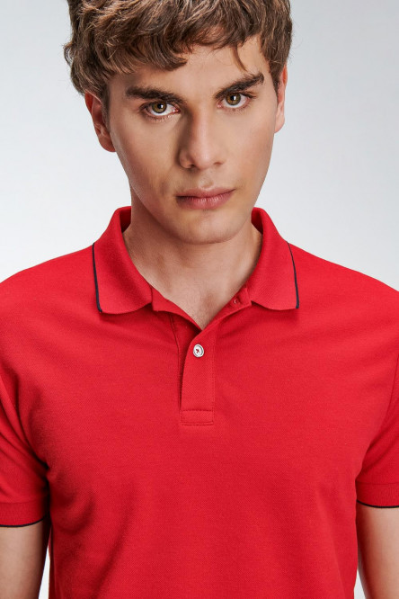 Camiseta Polo unicolor con cuello y puños tejido